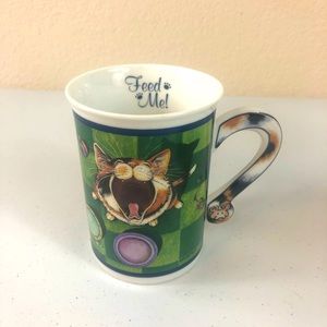 Vintage "Feed Me” Comical Cats Porcelain Mug